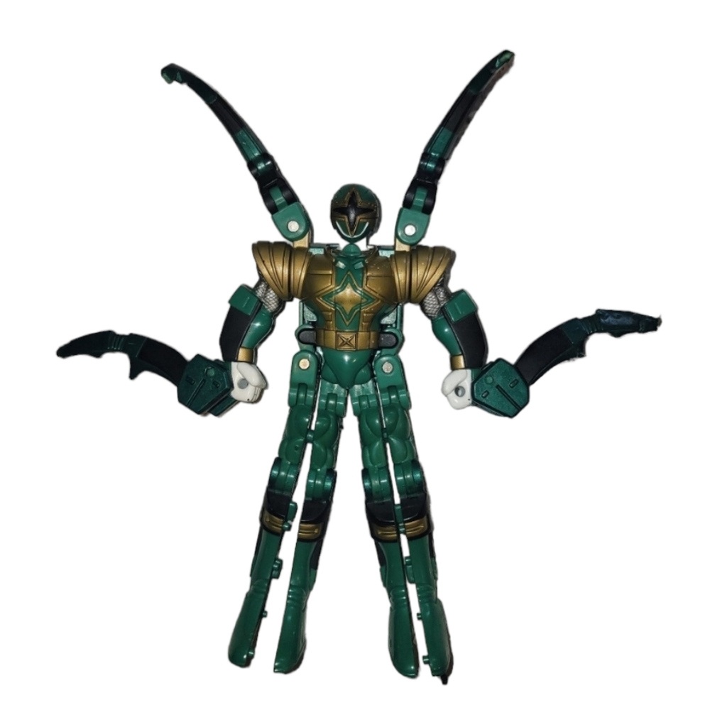 RARE BANDAI POWER RANGERS 2002 NINJA STORM GREEN MORPH SPIDER FIGURE 7"